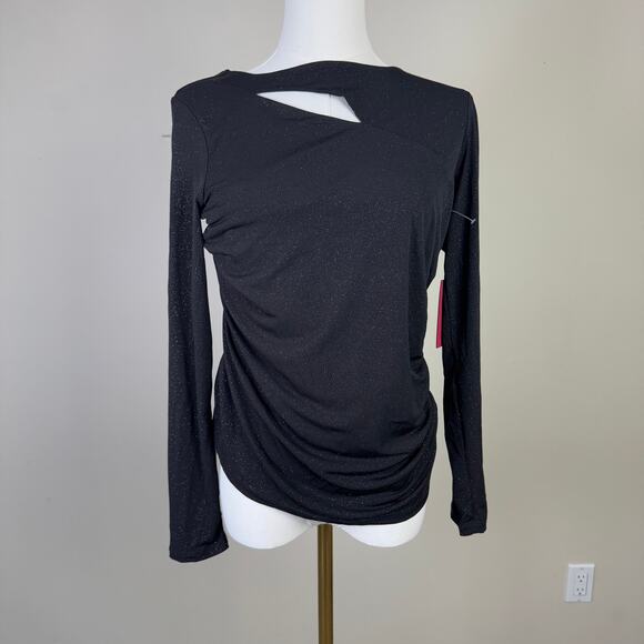 Vince Camuto Long Sleeve Sparkle Jersey Asymmetrical Top US Women's S - Picture 2 of 7